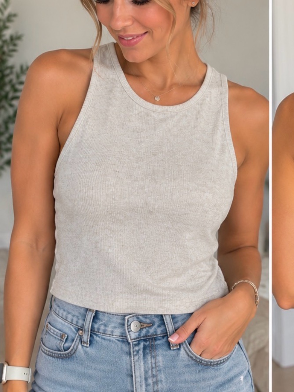 American Eagle light tan soft tank